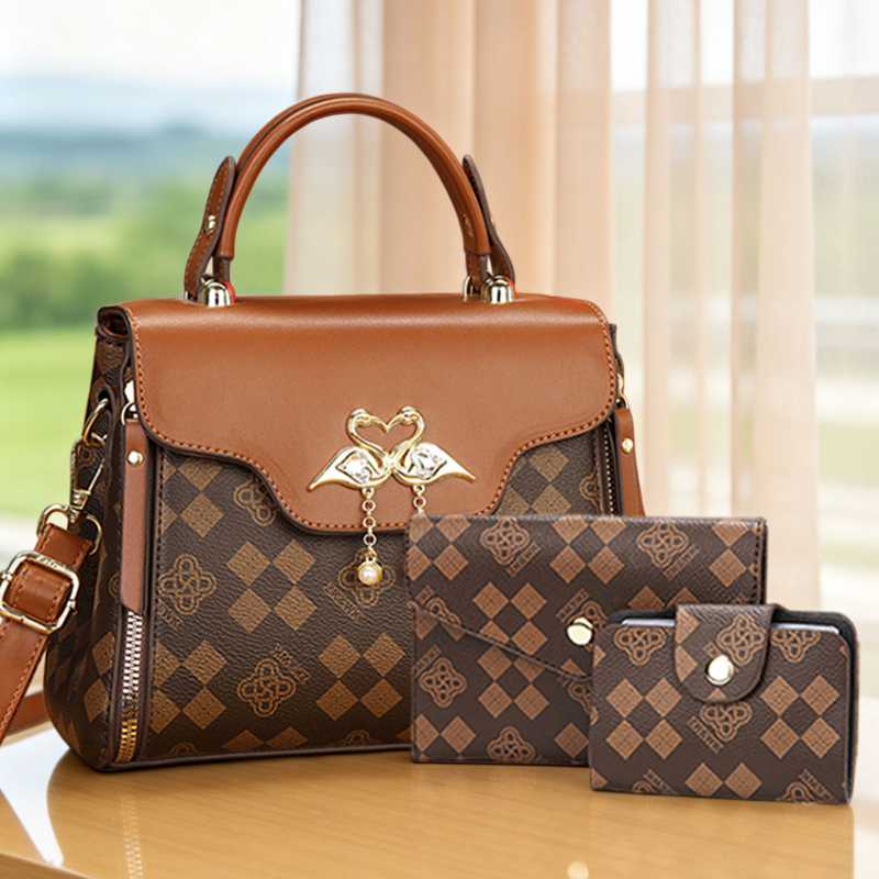 Luxury Bags For Women - مجموعة حقائب نسائية من 3 قطع،